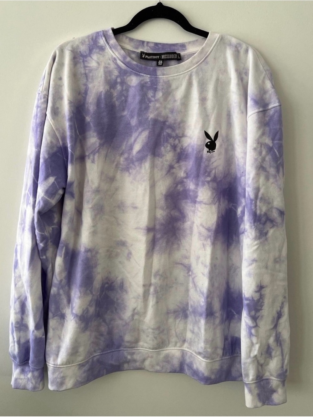 PLAYBOYxMissGuided Lavender & White Tie-Dye Crewneck Sweatshirt